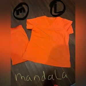 Mandala Women's Orange Scrub Set